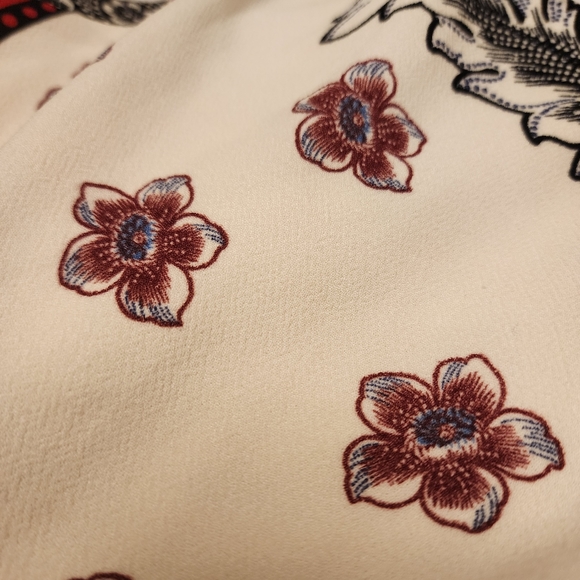 Zara Floral Handkerchief Sheeth Cap Sleeve Dress Size M - Picture 6 of 11